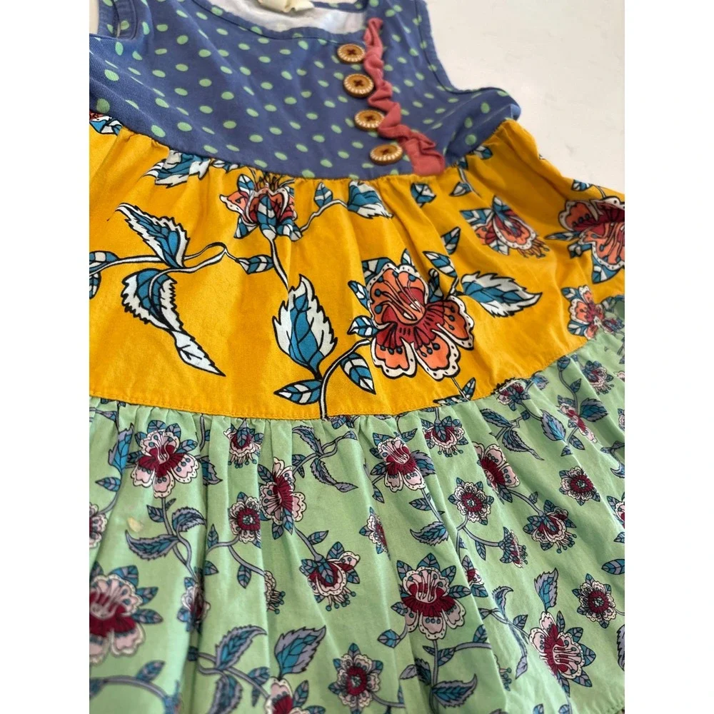Matilda Jane Girls Mixed Print Tiered Floral Polka Dot Sleeveless Dress boho - Picture 6 of 8